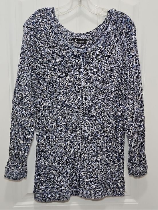Alison Sheri Sweaters - Alison Sheri Navy & White Open Marled Knit Sweater New